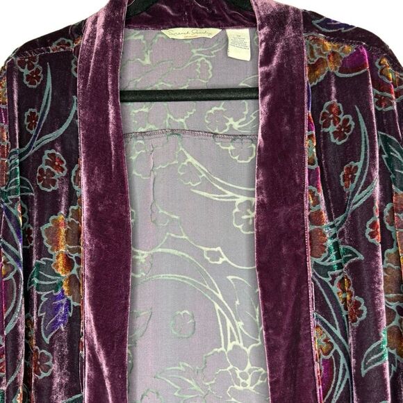 French Laundry Kimono Jacket Purple Floral Velvet Burnout Size 3X Boho, Elegant - Picture 2 of 13